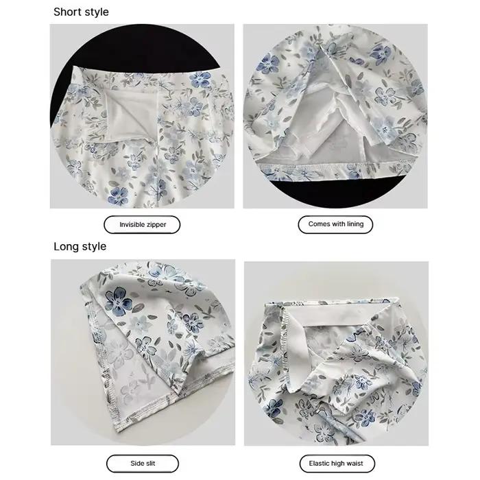 Nouvelles jupes longues évasées à motifs floraux pour femme