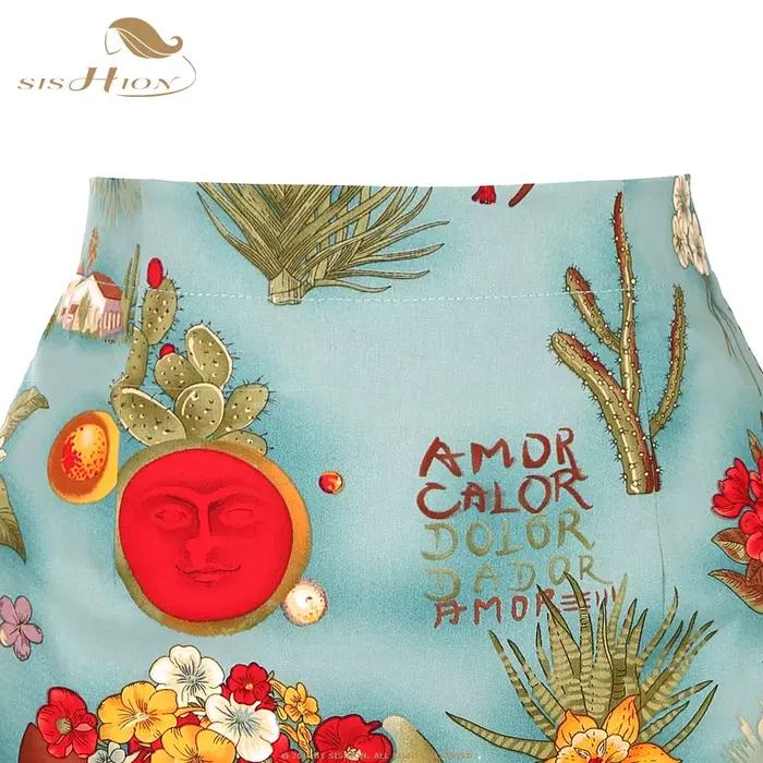 Jupe en coton vintage Sishion mini rockabilly pour femmes années 40 50 vert polyvalente
