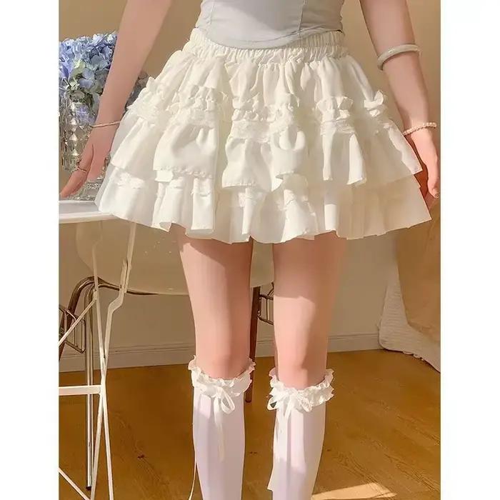 Jupe courte plissée multicouche style ballet en dentelle pour femme