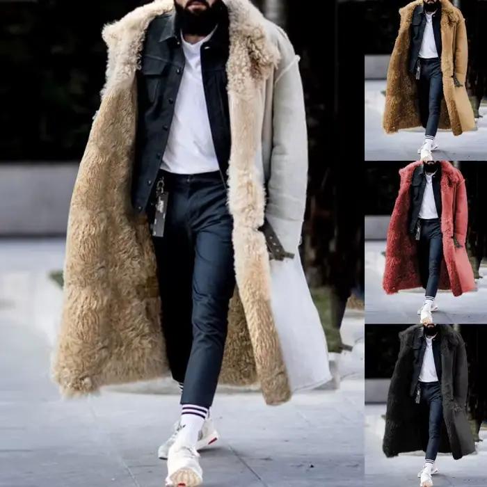 Manteau en fausse fourrure pour hommes, veste longue, 4 couleurs, 8 tailles, Parka chaude d'hiver, vêtements d'extérieur, offre spéciale