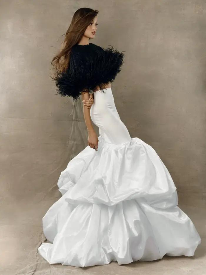 Jupe de mariée sirène taille haute pour femme avec traîne à volants en satin