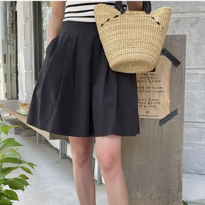 Jupe plissée rétro taille élastique pour femme