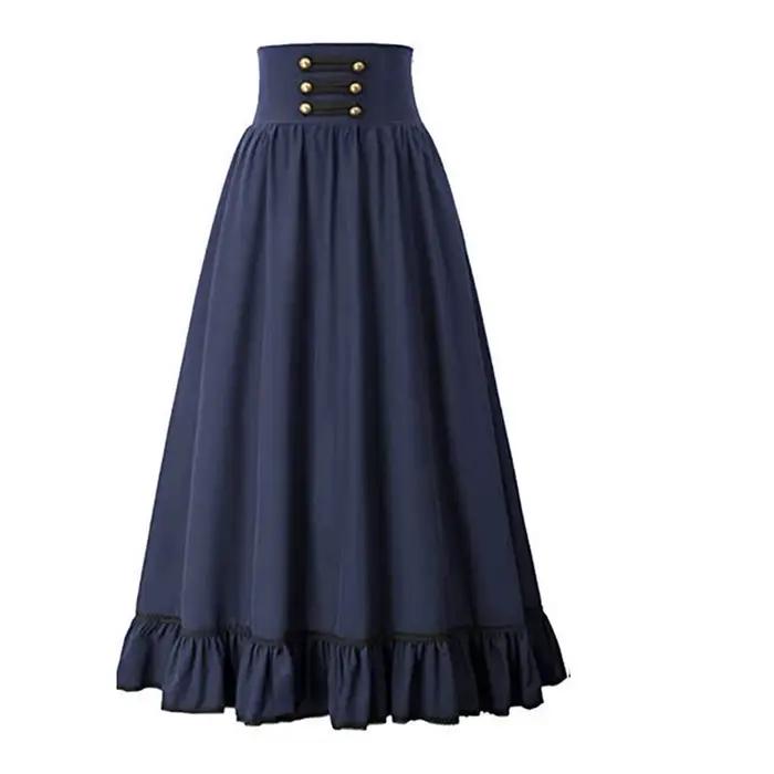 Femmes Maxi jupe Vintage été taille haute une ligne victorienne