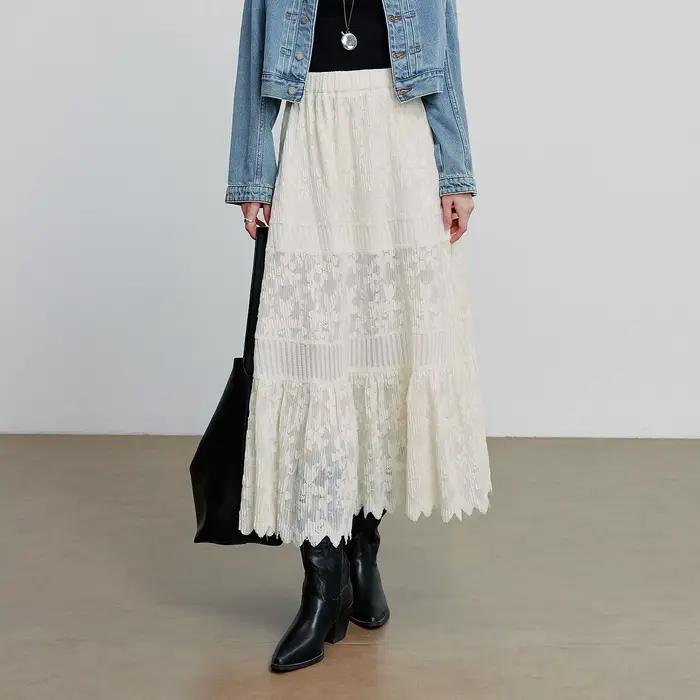 TOYOUTH femmes dentelle jupe 2025 automne nouveau Style Boho