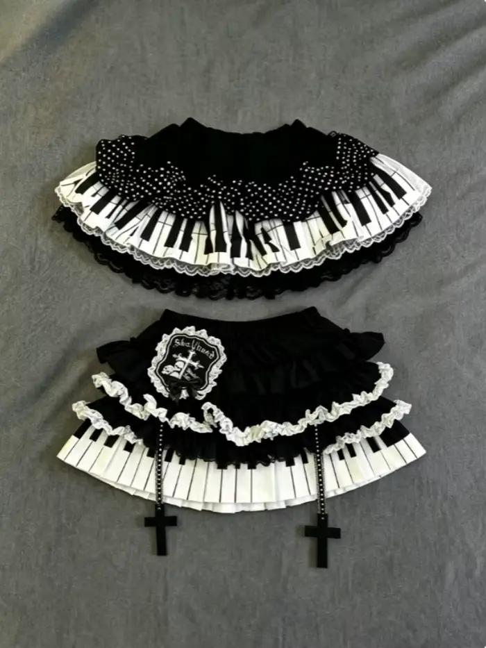Jupe courte Y2K gothique en dentelle à volants pour femme, style Lolita chic à pois, mini-jupe punk sombre, style Hot Girl, streetwear