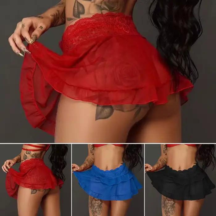 Jupe à volants en dentelle pour femmes, mini jupe décontractée au-dessus du genou, jupes courtes de danse d'été, tenue de club de fête, style sexy, polyester, dentelle, décontracté, été