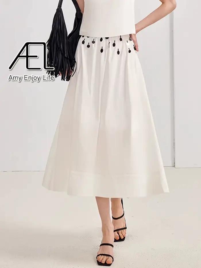 AEL femmes taille haute a-ligne jupe à paillettes dames conception minimaliste
