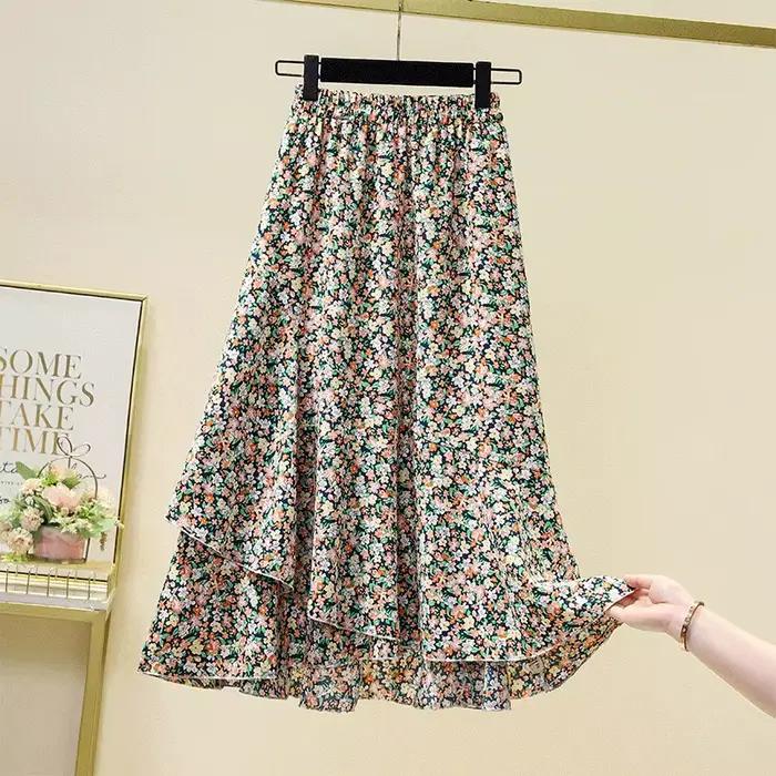 Jupe longue décontractée taille haute à imprimé floral