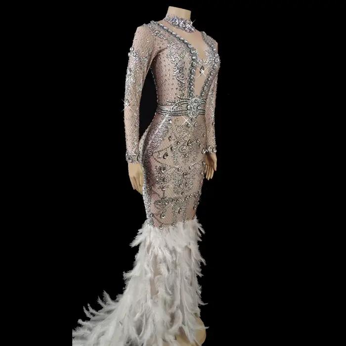 Rotterdam Kly-Robe de Soirée Longue avec Strass, Costume Luxueux, Danseuse, Clignotant, ixd'Anniversaire, Invités de Mariage