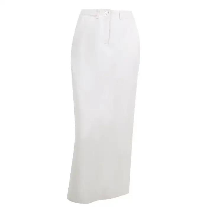 Jupe longue blanche fendue taille haute style spicy girl high street été 2025 polyvalente pour femmes ocassions spéciales