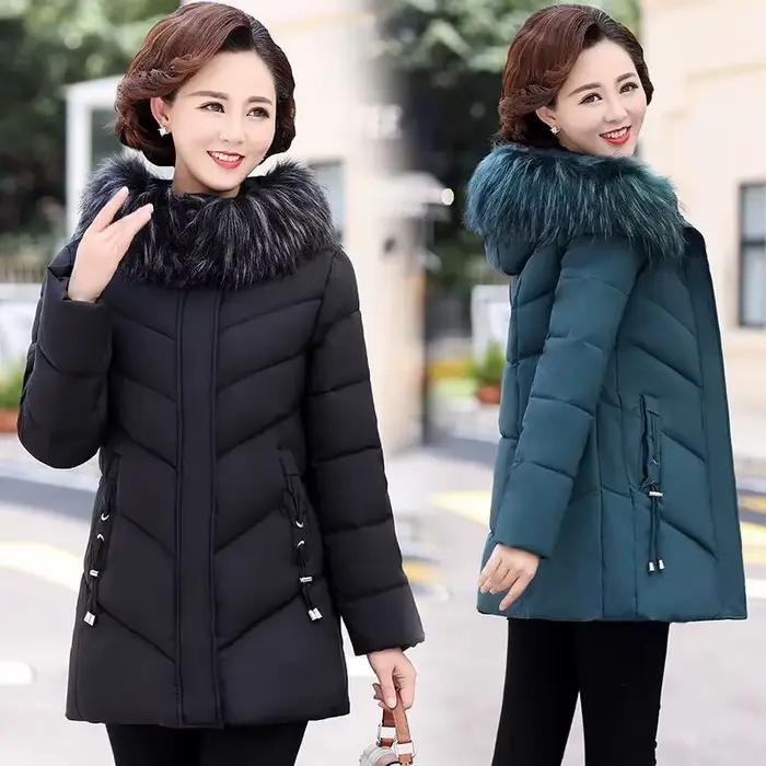 Veste d'hiver Parkas pour femme, manteau Long, col en fourrure, à capuche, pardessus épais et chaud, rembourré en coton, bouffant, nouvelle collection 2026