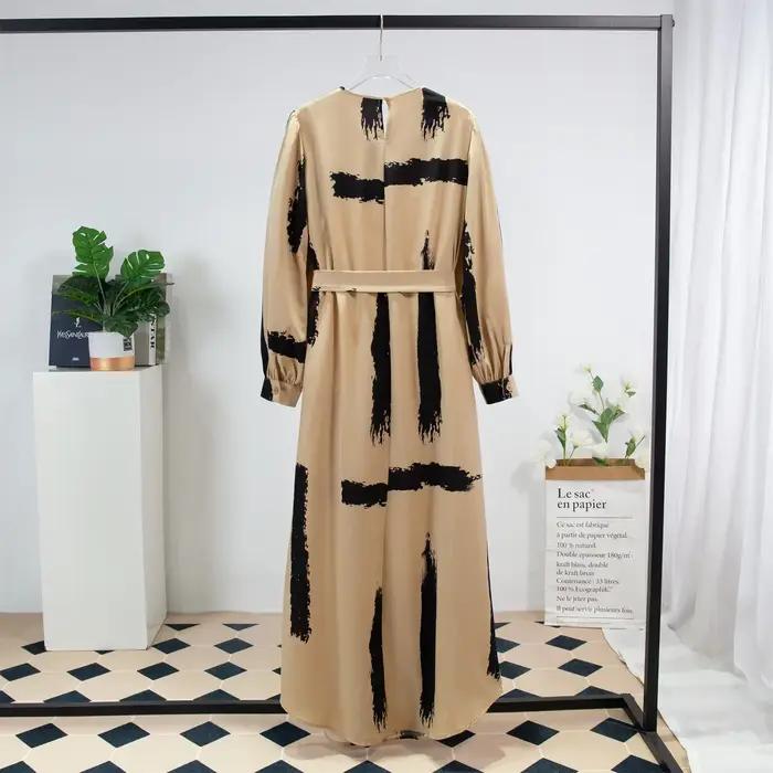 Robe longue musulmane du Moyen-Orient pour femmes, robe turque avec ceinture, robe pour femmes, vêtements modestes à la mode, fabrication chinoise