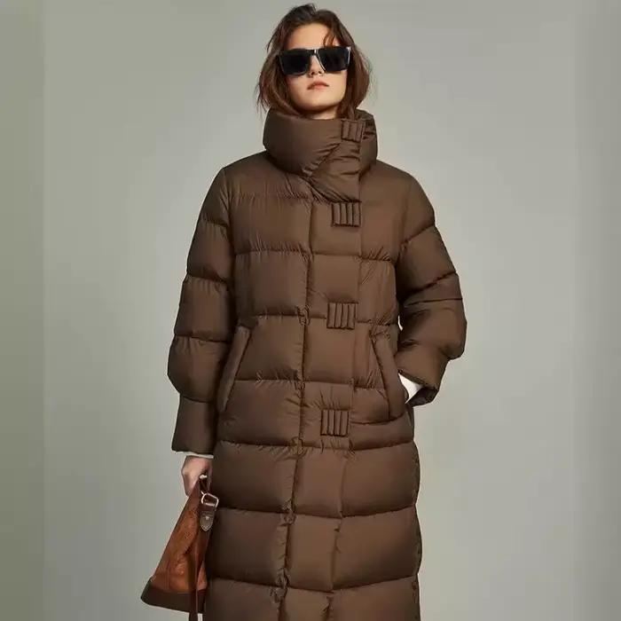 La longue veste coréenne rembourrée en coton est épaissie pour garder au chaud. Veste rembourrée en coton femme hiver en 2025