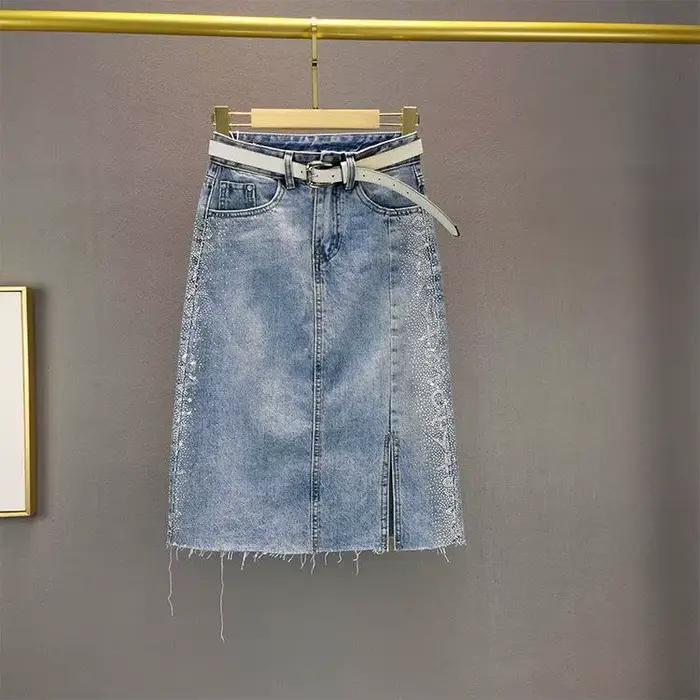 Jupe en jean rouge mi-longue taille haute amincissante pour femmes occasions spéciales printemps été style décontracté