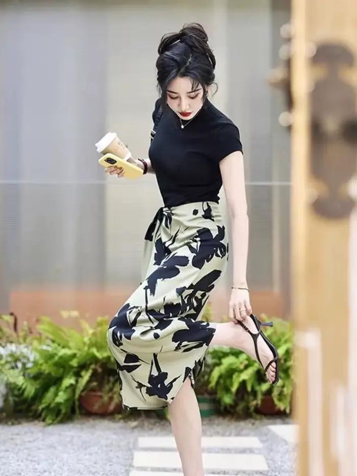 Jupes pour femmes taille haute Midi femme jupe impression vêtements ventes 2025 tendance mode coréenne une ligne de luxe élégant nouveau en Chic