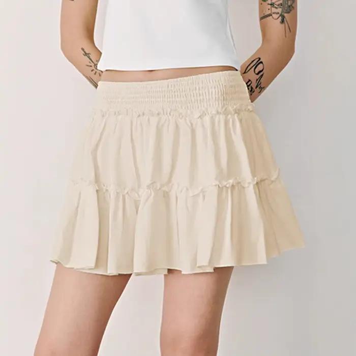 Jupe-culotte taille haute extensible pour femme