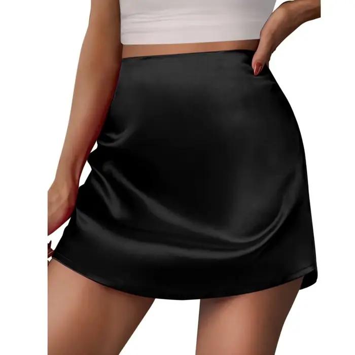 Mini jupe trapèze en satin, sexy, tendance, extensible, fête, 2024