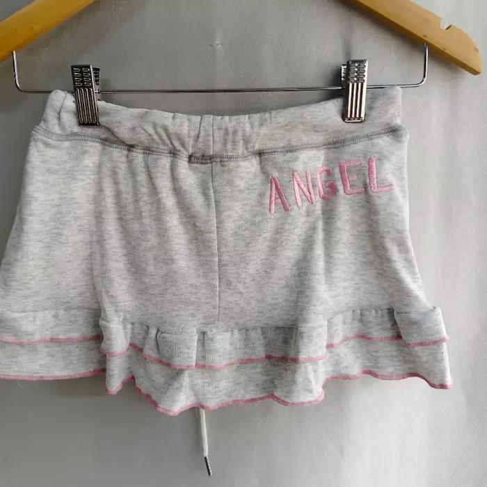Kimotimo Mini-jupe grise à volants style rétro américain pour femme