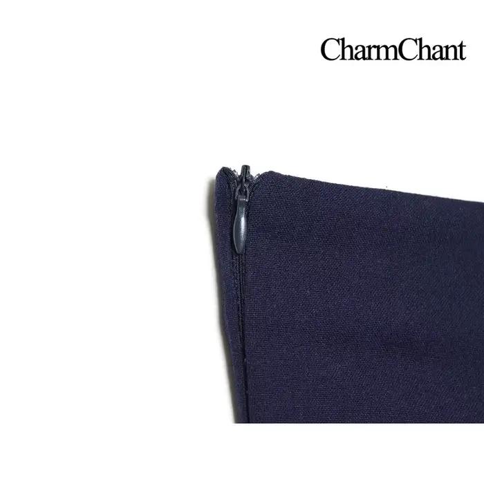 Jupe mi-longue plissée bleue taille haute pour femme CHARMCHANT