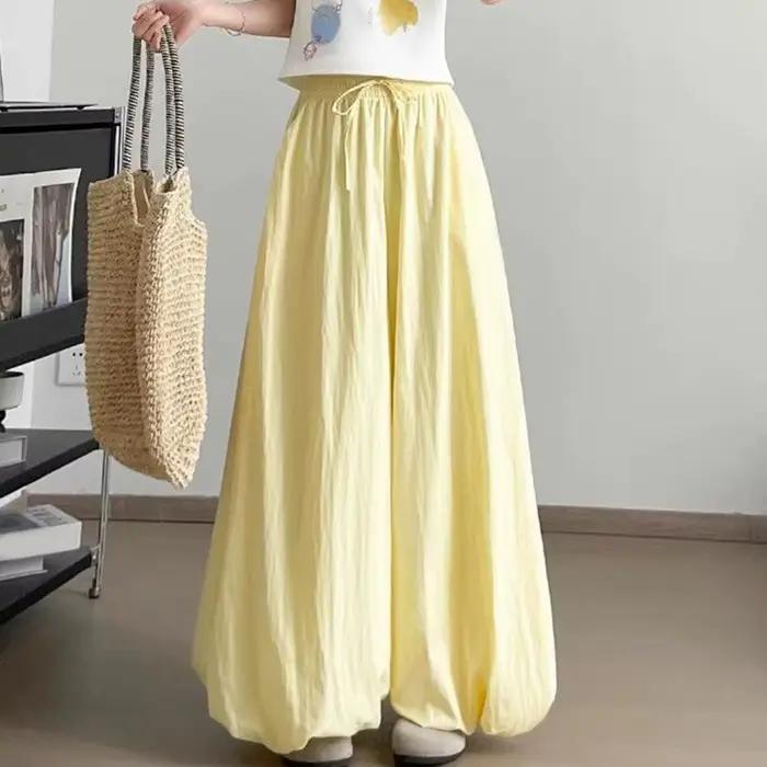 Pantalon Jupe Jaune à Motifs Floraux pour Femme