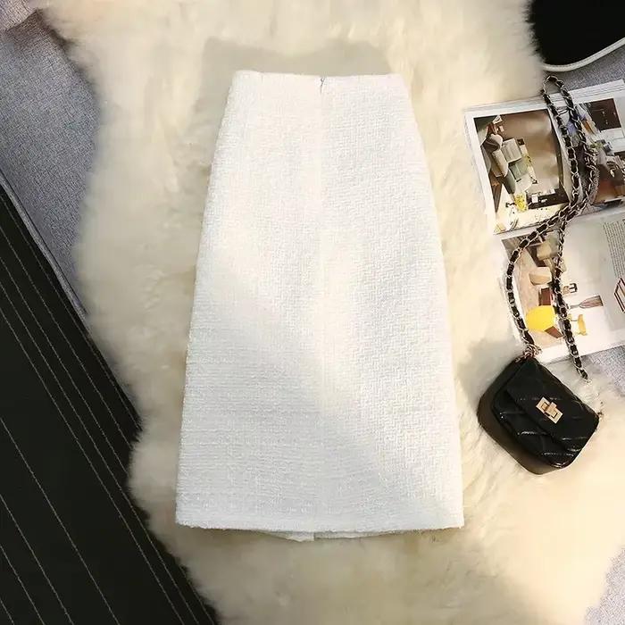 Jupes longues en Tweed noir et blanc pour femme