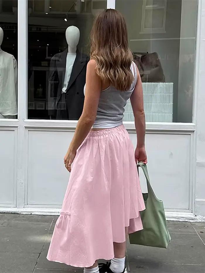 Jupe longue asymétrique de Style français pour femmes