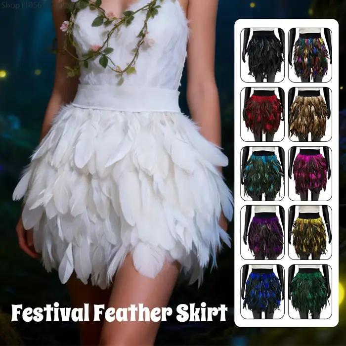 Jupe courte à plumes pour femme, idéale pour les soirées, bals de promo, Halloween, mascarades, bars punk, festivals, carnavals et spectacles sur scène