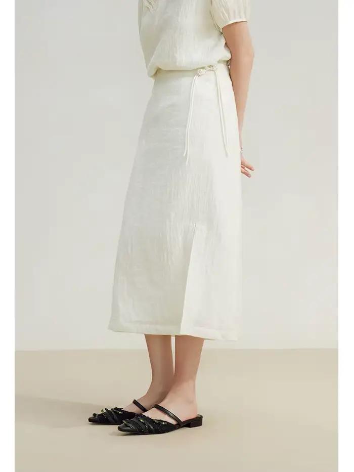 ZIQIAO nouvelles jupes de style chinois pour femme 2023 été Niche Design a-ligne jupe mi-longue 23ZQ92557