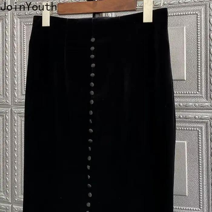 2025 Faldas Mujer De Moda Vintage Jupe longue taille haute a-ligne velours