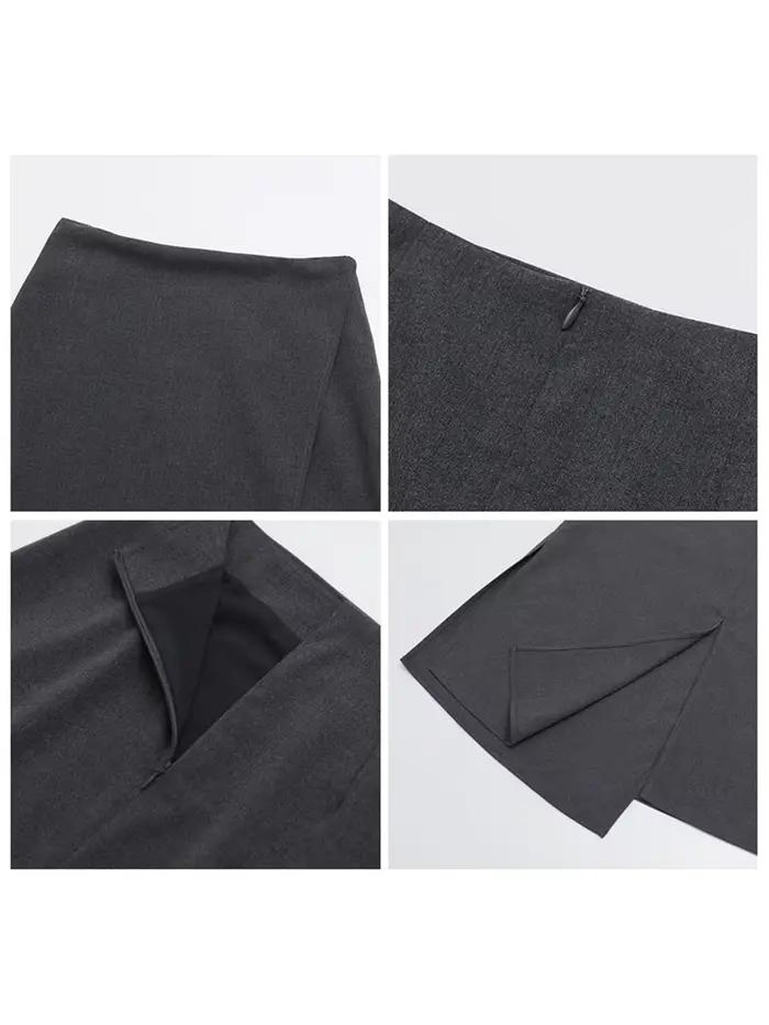CHIC VEN nouvelles femmes jupes ample décontracté solide Tube droit conception fente irrégulière femme jupe dames vêtements printemps automne 2025