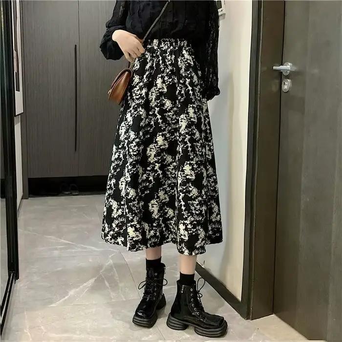 Jupes mi-longues taille haute vintage pour femmes