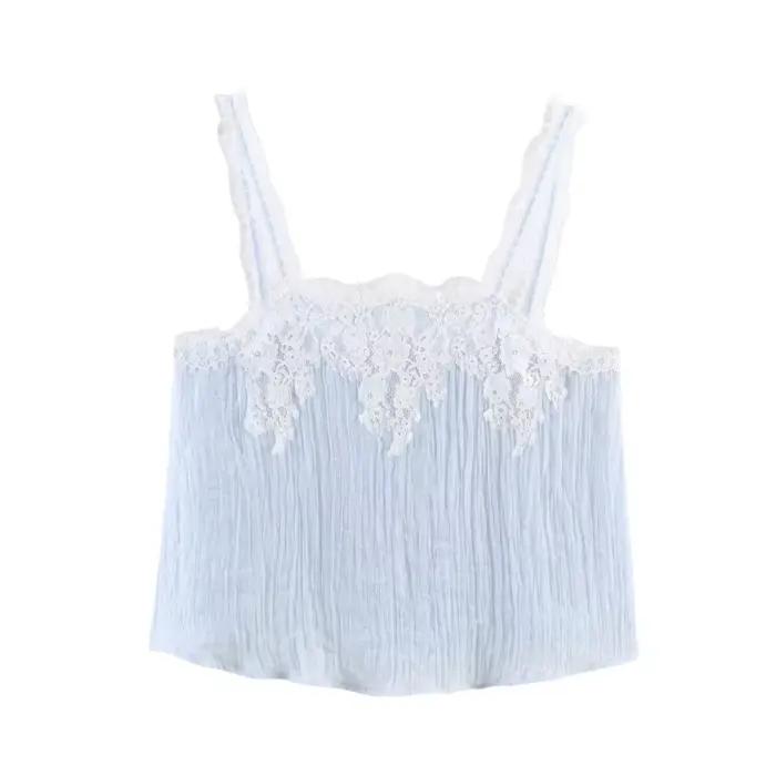 Ensemble jupe midi taille haute et haut en dentelle sans manches pour femmes, élégant et tendance, HipSeam, printemps 2026, bleu, or, noir