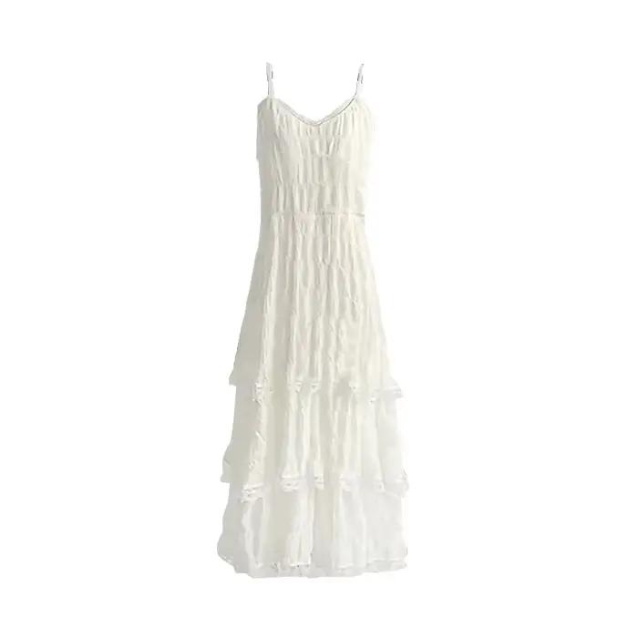 Été Befree longue Vintage décontracté volants élégant Maxi sangle Camis soyeux plage dentelle élégante robe de soirée robes Sexy femmes