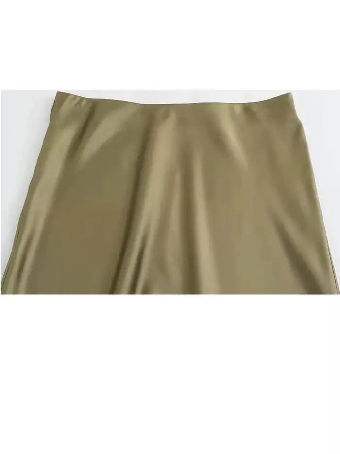 HH jupes pour femmes 2024 été solide Satin gaine longue jupe femme spectacle courbe tenues de plage