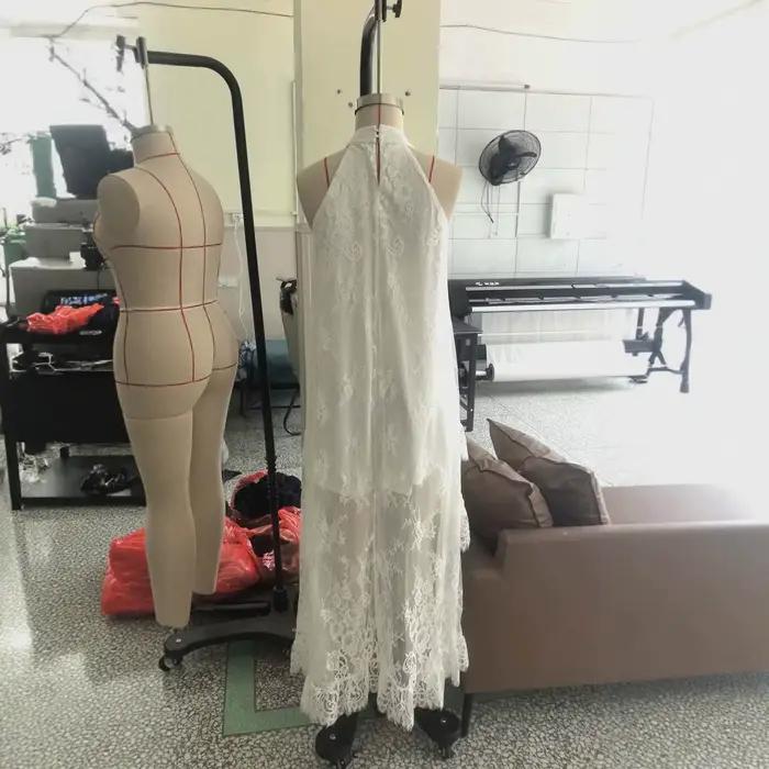 Robe longue chic style occidental 2026 pour femme, col en dentelle blanche, sans manches, col roulé, design superposé, Y2K Vestidos