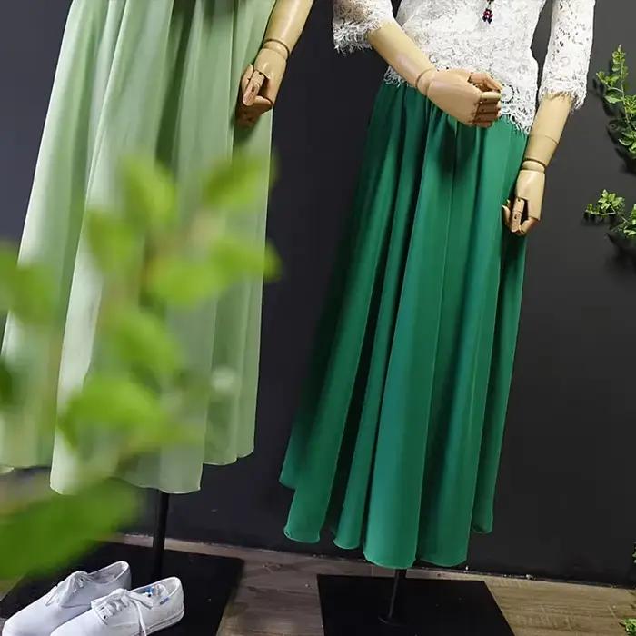 Jupe Longue Plissée en Mousseline de Soie pour Femme
