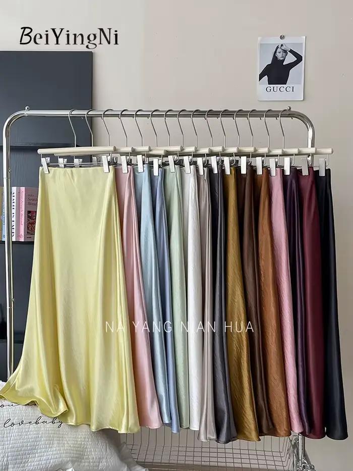 Beiyingni français Vintage femmes Satin jupe élégante luxe nouvelle mode coupe ajustée bureau dames sirène jupes tempérament décontracté
