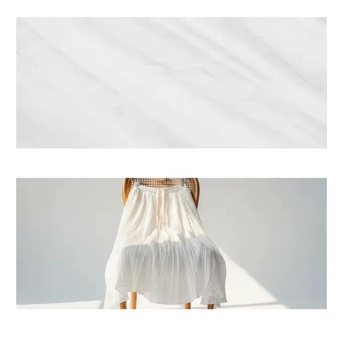 Jupe midi plissée blanche taille haute pour femme Maden