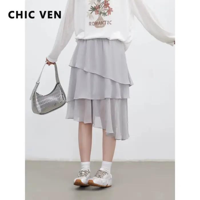 CHIC VEN Nouvelle Jupe Femme Design Innovant Taille Élastique