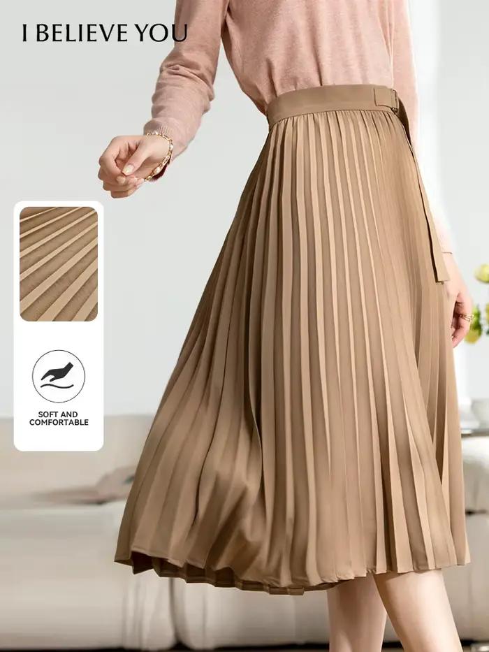 I Believe You-Jupe plissée taille haute pour femme
