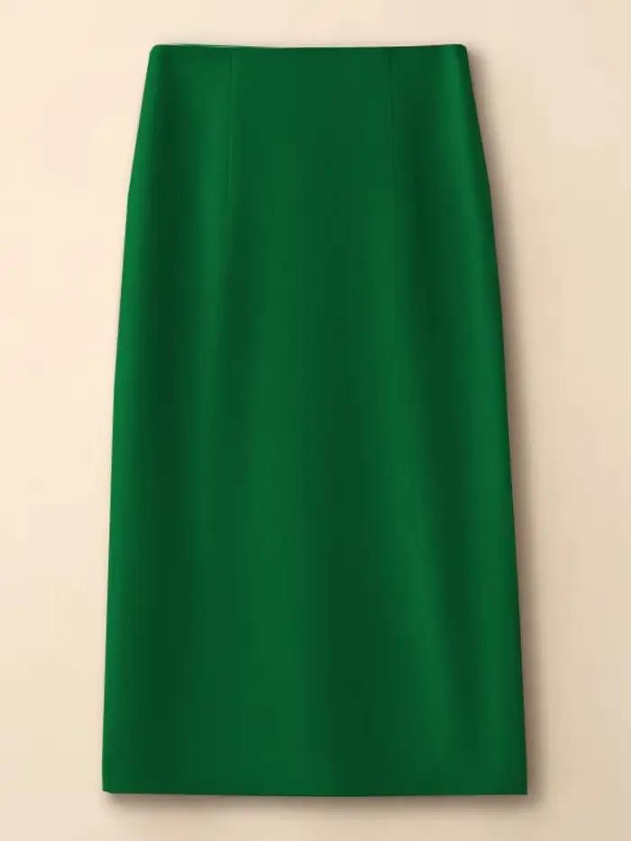 Jupe droite élégante pour femmes en polyester taille haute mi-longue pour tenue de bureau décontractée et occasions spéciales