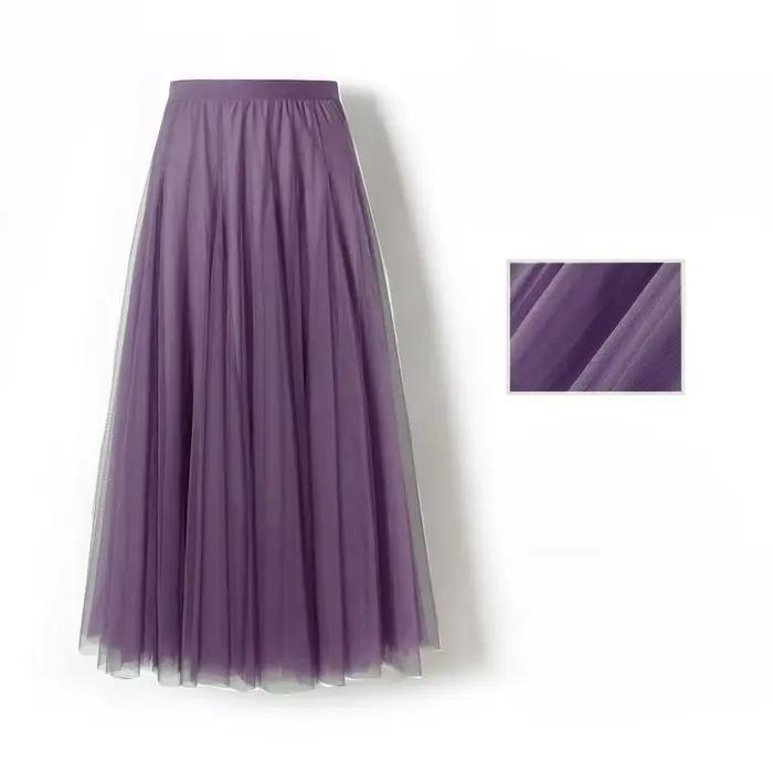 Jupe plissée évasée en mousseline polyester pour femmes style féerique longueur mi-longue occasions spéciales et quotidiennes
