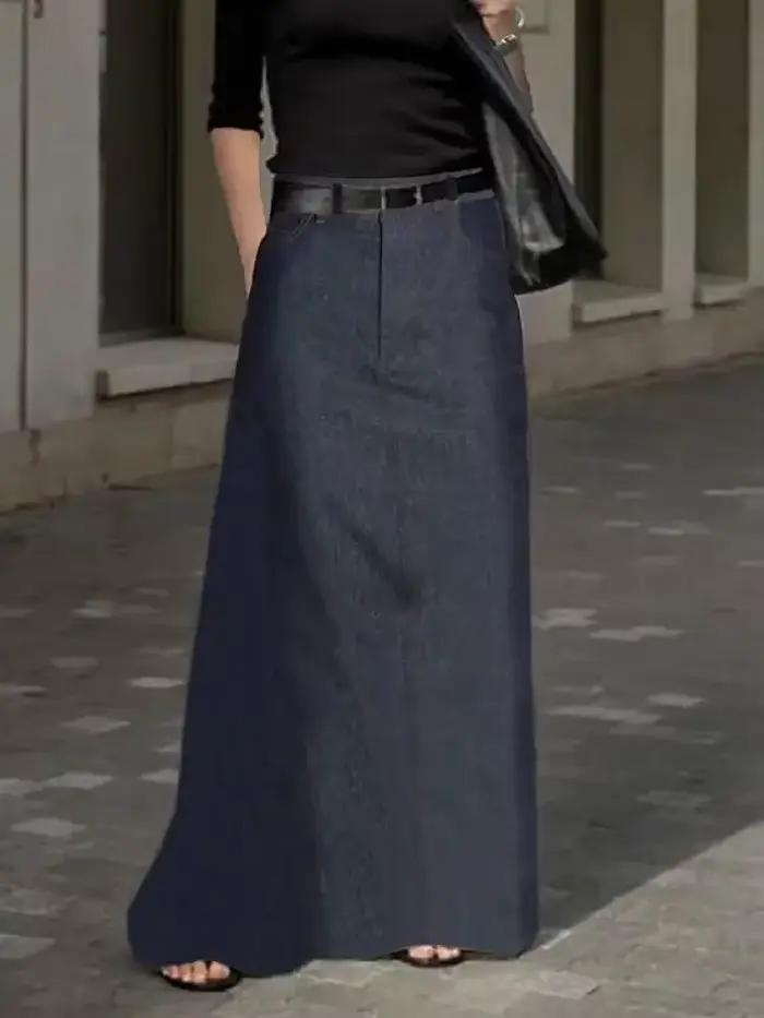 Uwing ZEE-Jupe trapèze taille haute pour femme