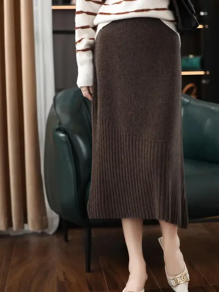 Jupe longue en tricot de cachemire pur pour femmes