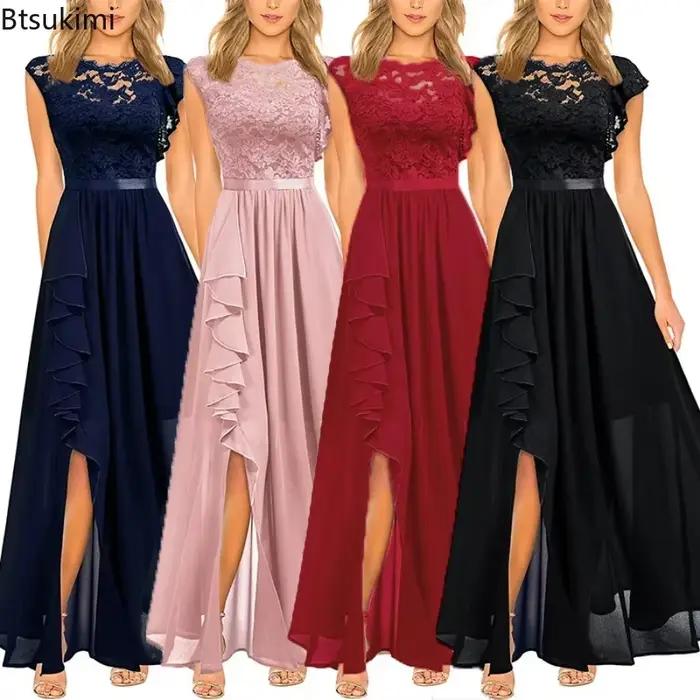 Robe Maxi Élégante Taille Haute Btsukimi En Mousseline de Soie Pour Femmes Occasions Spéciales Soirées Galas Mariages