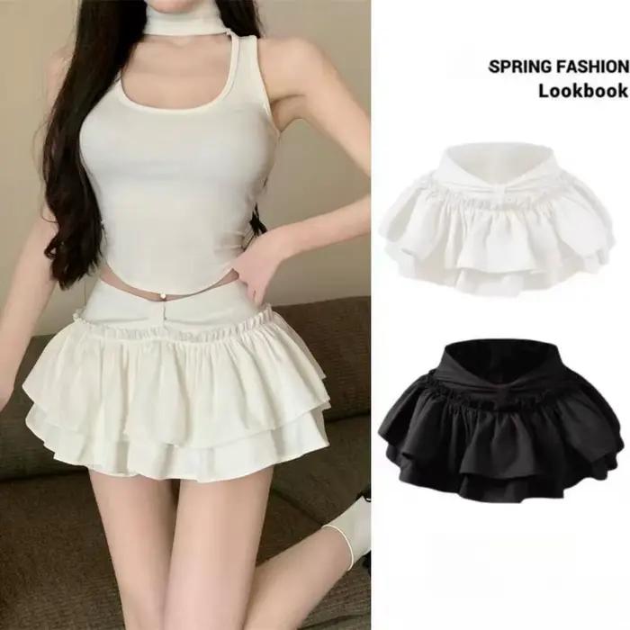 Short coréen Chic Kawaii Style Ballet jupe à plusieurs niveaux douce princesse Mini jupes élégant élastique taille