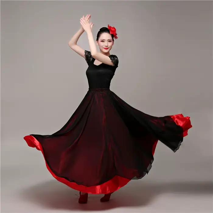 Jupes de danse flamenco pour femmes adultes, latine, tauromachie, espagnole, pratique de la danse, vêtements de performance, danse d'ouverture de scène