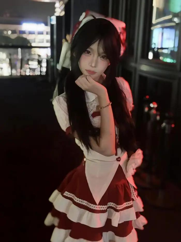 Ensemble jupe Lolita en dentelle rouge et blanche pour femmes