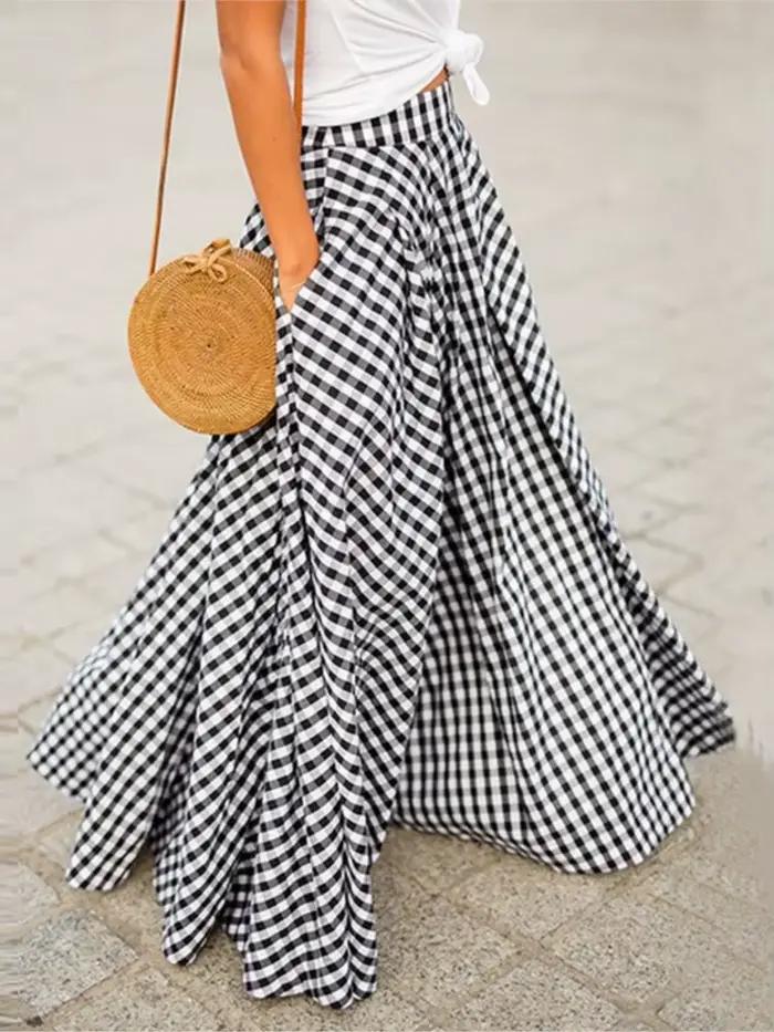 Mode jupe élégante pour les femmes décontracté taille haute jupes longues amples femme vacances fête bureau