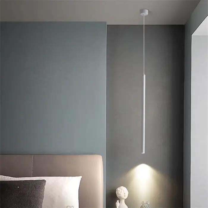 Lampe suspendue LED nordique à tube long, design moderne et minimaliste, luminaire de plafond cylindrique pour cuisine, chambre à coucher, salle à manger, décoration intérieure